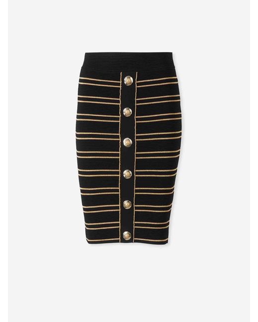 Falda Midi Listada Balmain de color Black