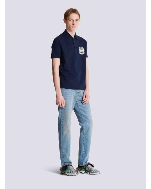Polo Logo Estampado Balmain de hombre de color Blue