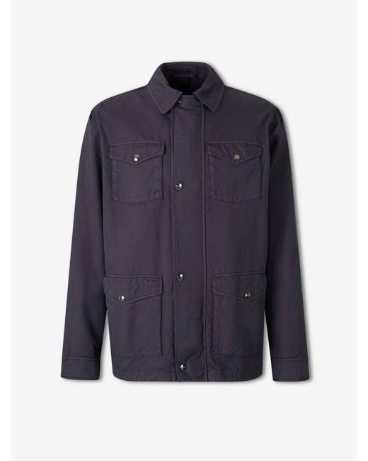 Herno Blue Casual Cotton Jacket for men