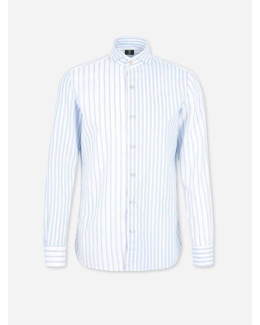 Luigi Borrelli Napoli White Striped Shirt for men