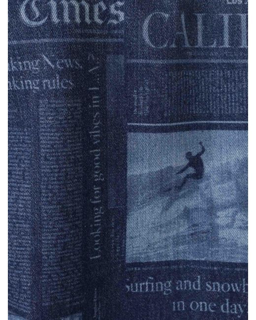 Palm Angels Bedruckte Denimjacke in Blue für Herren