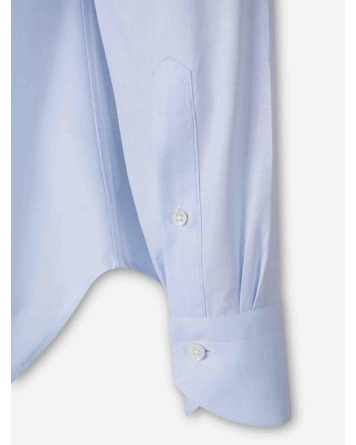 Canali Blue Plain Cotton Shirt for men