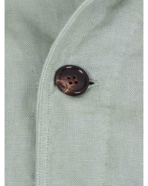 Vincenzo Di Ruggiero Green Plain Linen Shirt for men