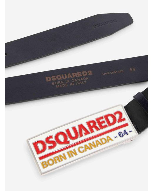 DSquared² White Leather Belt With Logo for men