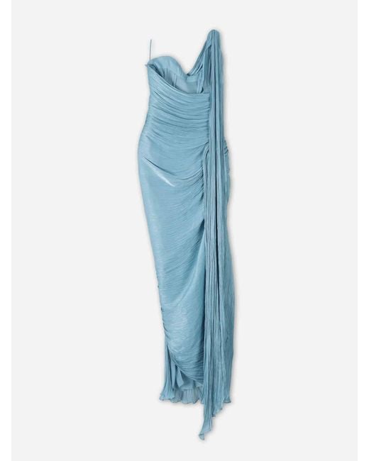 Marmar Halim Blue Draped Maxi Dress