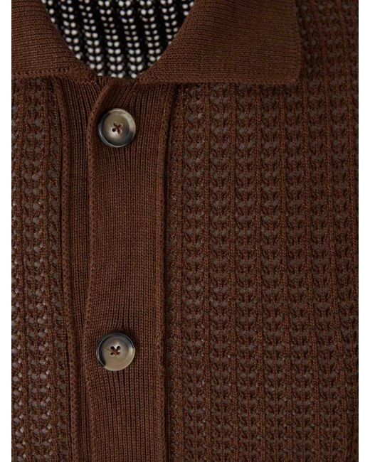 Santa Eulalia Brown Linen Knit Shirt for men