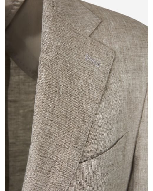 Santa Eulalia Gray Plain Linen Suit for men