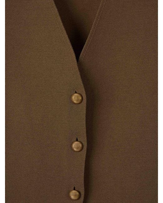 Max Mara Natural Knitted Vest With Buttons