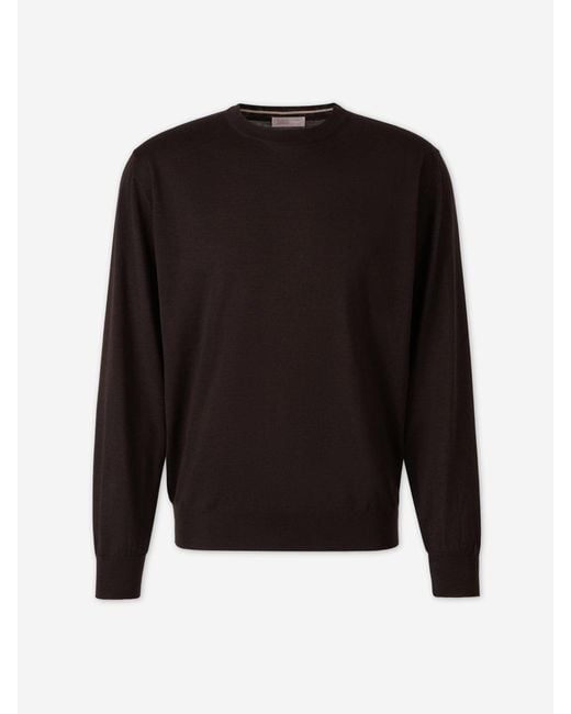 Herno Black Thin Crew Neck Sweater for men