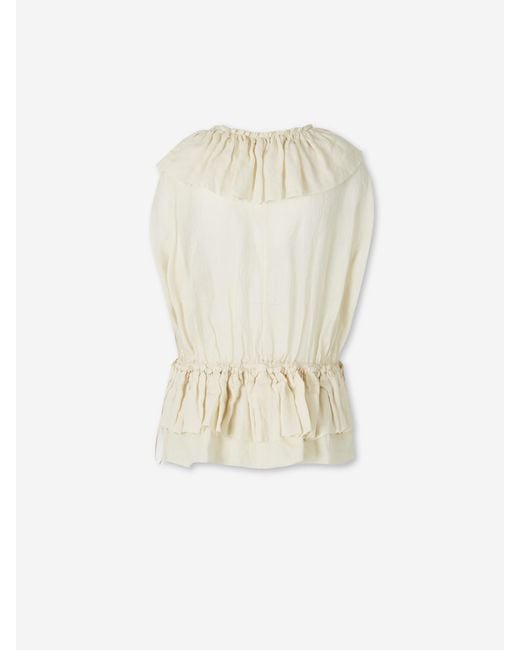 Dries Van Noten White Muslin Ruffled Top