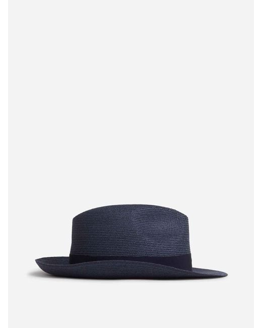 Borsalino Blue Medium Brim Hat for men