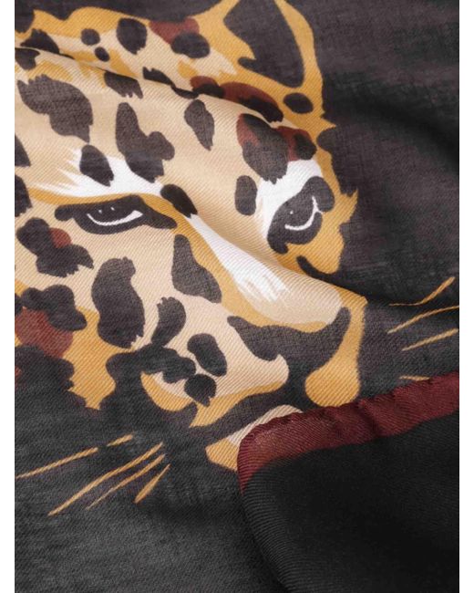 Sciarpa Con Stampa Leopardata di Saint Laurent in Black