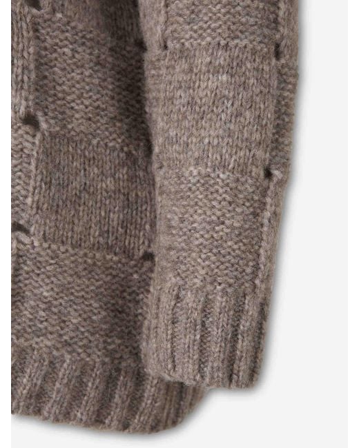 ELY ELY Brown Plaid Crew Neck Sweater