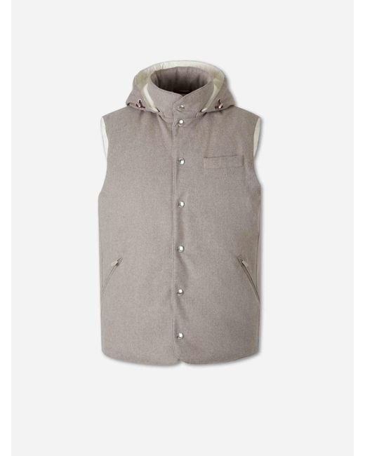 Brunello Cucinelli Gray Flannel Down Vest for men