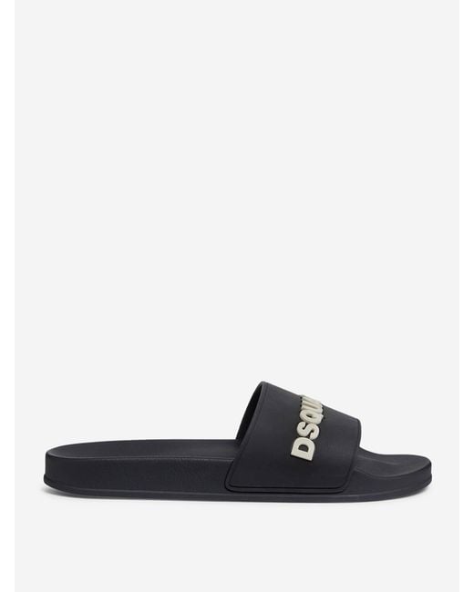 DSquared² White Logo Rubber Sandals for men
