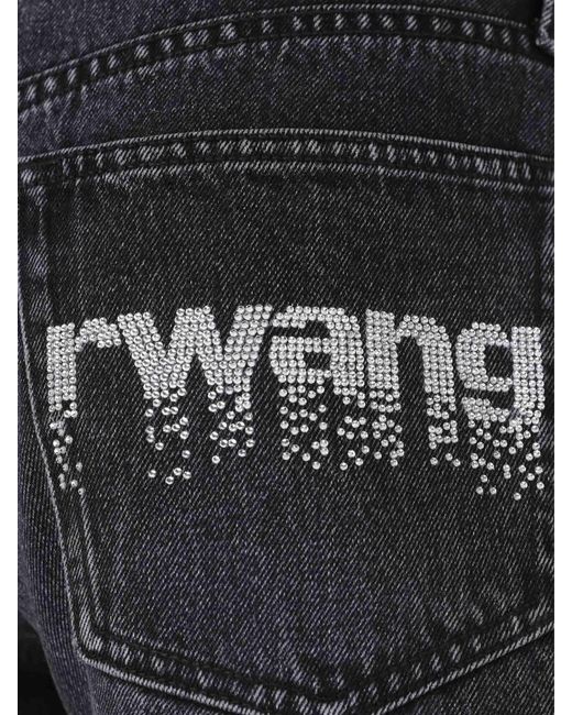 Alexander Wang Black Rhinestone Logo Shorts