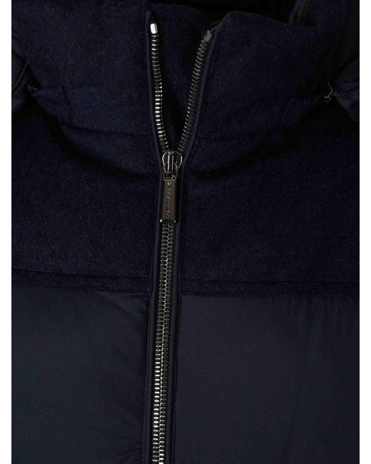 Moorer Blue Down Jacket With Knit Sleeves for men