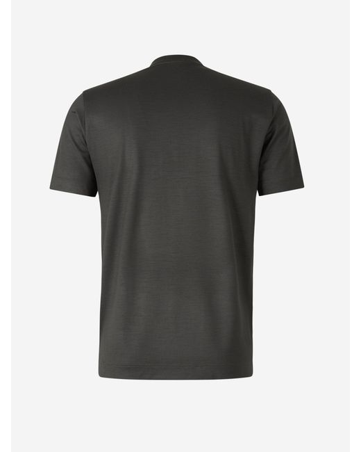 Santa Eulalia Black Plain Wool T-Shirt for men