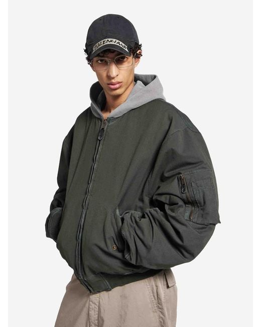 Balenciaga Green Bomber Jacket With Hood for men