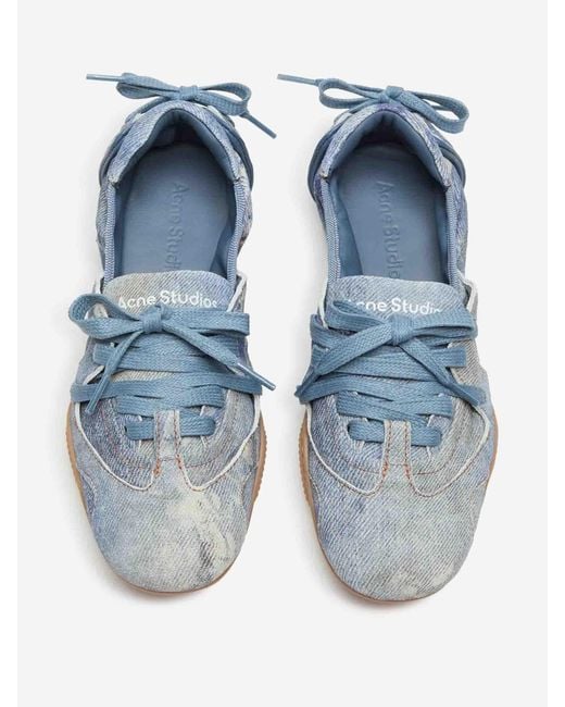 Acne Blue Denim Sneakers With Laces
