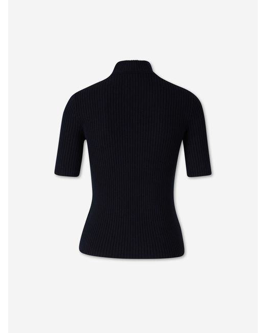 Courreges Blue Short Sleeve Ribbed Jersey