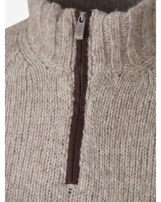Fedeli Gray Turtleneck Sweater for men