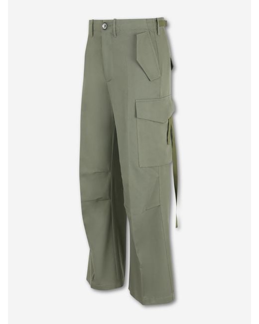 Setchu Green Wide Leg Cargo Pants for men