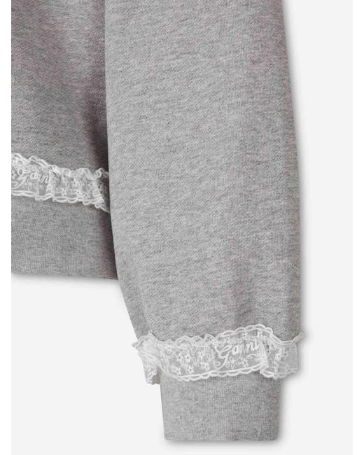 Ganni Gray Crew Neck Sweatshirt