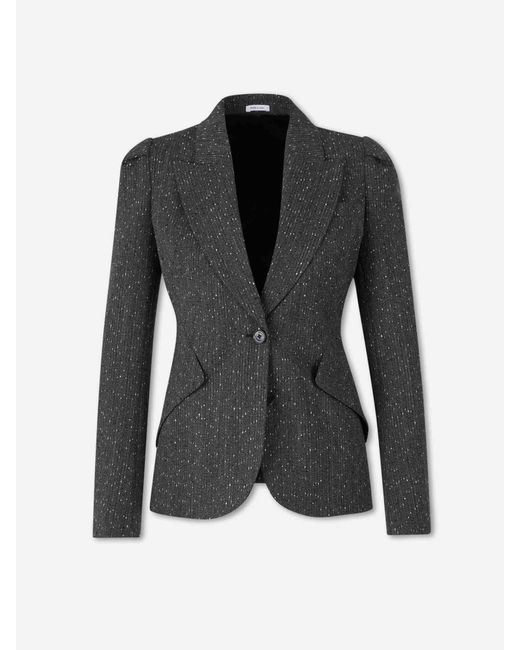 McQueen Black Straight Wool Blazer
