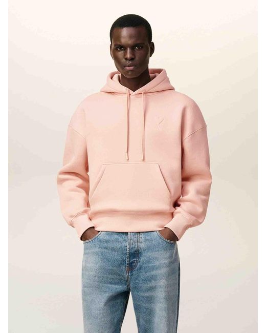 AMI Pink Hooded Sweatshirt Cotton for men