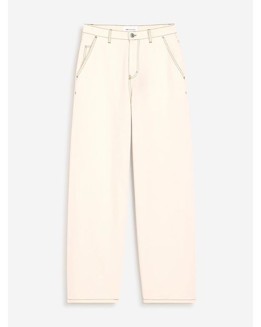 AMI Natural Wide Leg Cotton Jeans for men