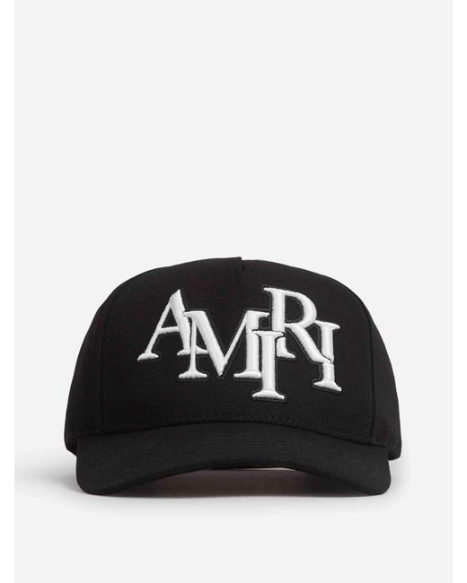 Amiri Black Staggered Logo Cap for men