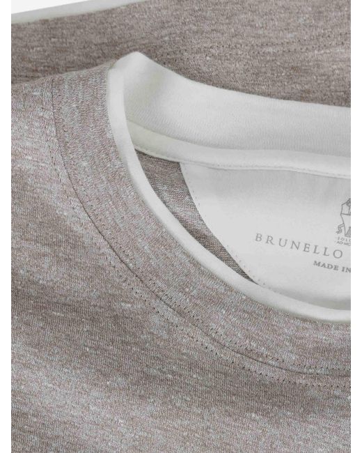 Brunello Cucinelli Gray Round Neck T-Shirt for men