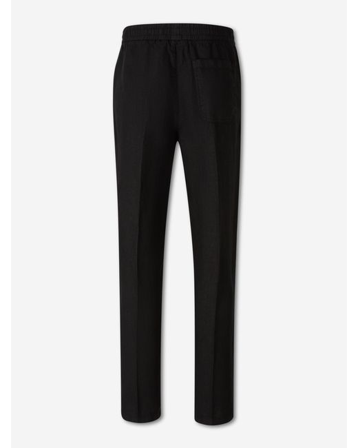 Santa Eulalia Black Straight Linen Trousers for men