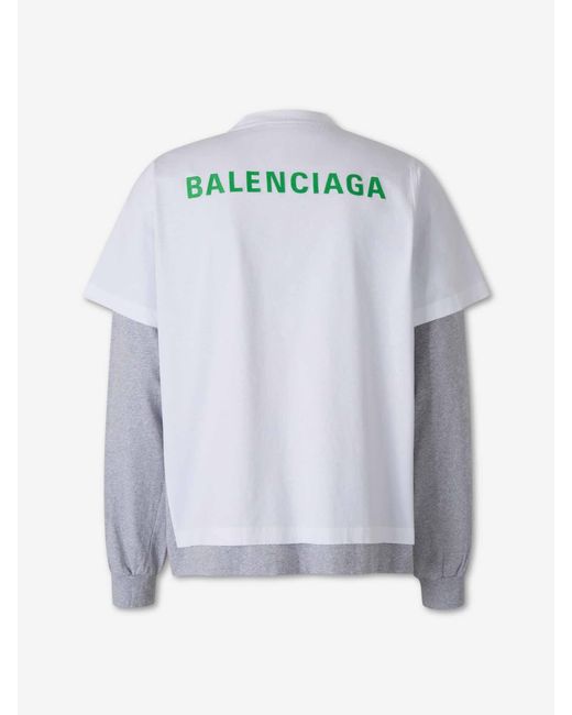 Balenciaga Blue Long Sleeve Logo T-Shirt for men