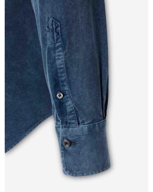 Santa Eulalia Blue Cotton Corduroy Shirt for men