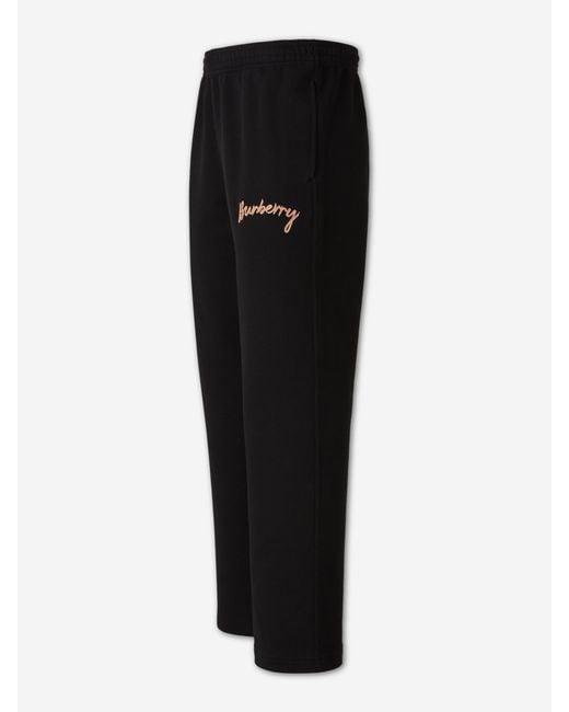 Burberry Black Cotton Joggers With Logo for men