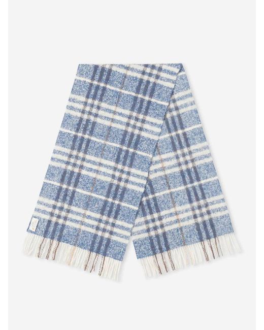 Santa Eulalia Blue Wool Check Scarf for men