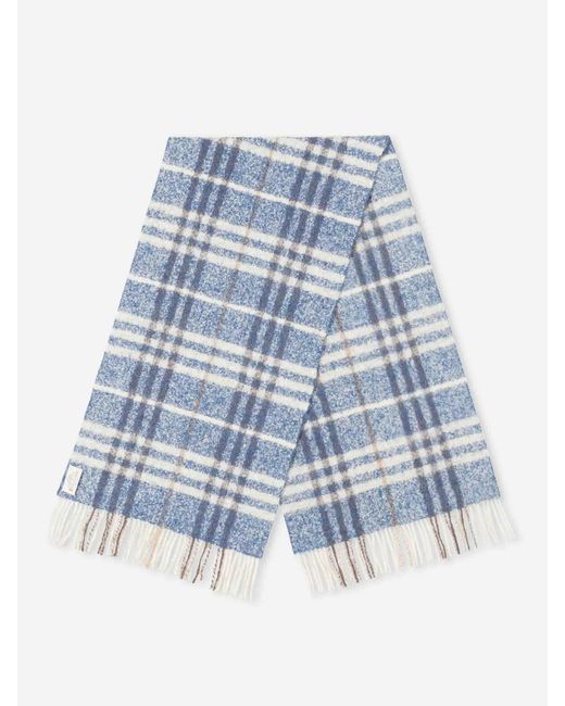 Santa Eulalia Blue Wool Check Scarf for men