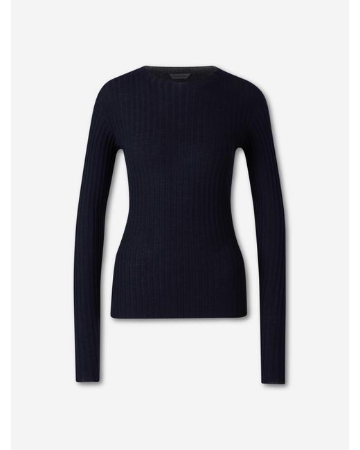 Balenciaga Blue Fine Ribbed Jersey