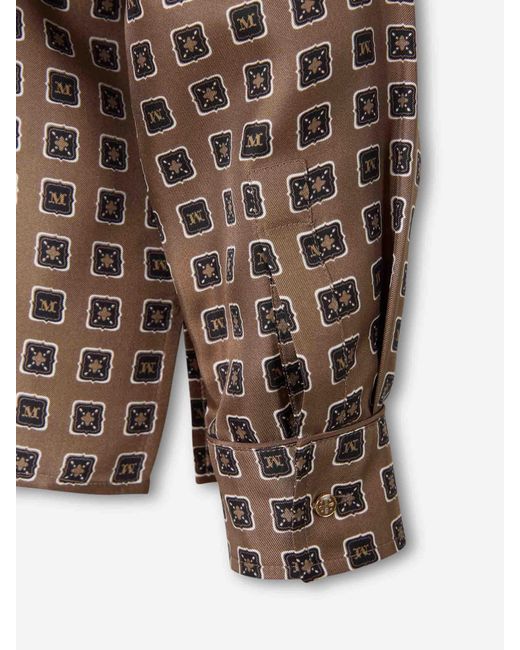 Max Mara Brown Printed Silk Shirt