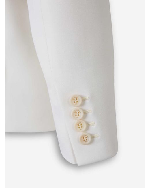 Max Mara White Cropped Wool Blazer