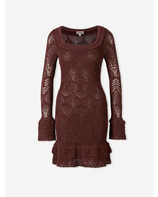 Staud Brown Mini Lace Dress