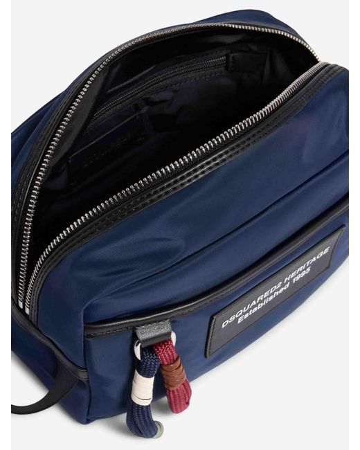 DSquared² Blue Heritage Polyester Toiletry Bag for men