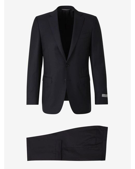 Canali Blue Wool Straight Suit for men