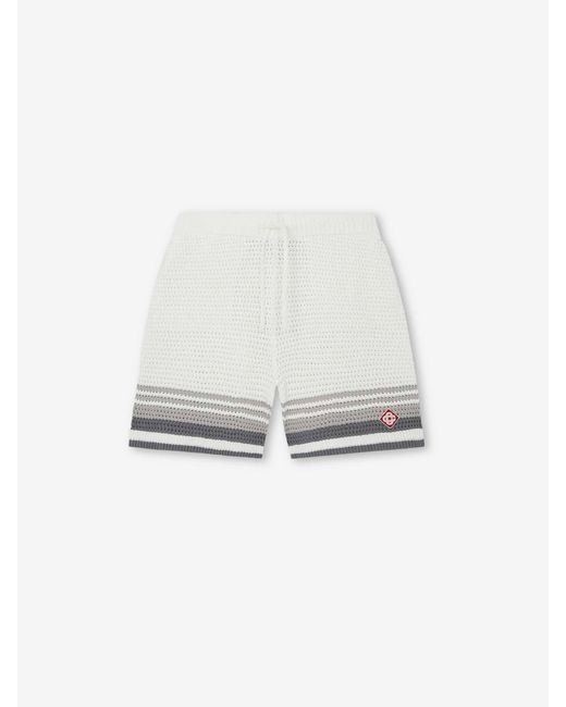 Casablanca White Crochet Knit Bermuda Shorts for men