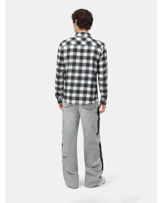 Amiri Gray Oversized Plaid Shirt for men