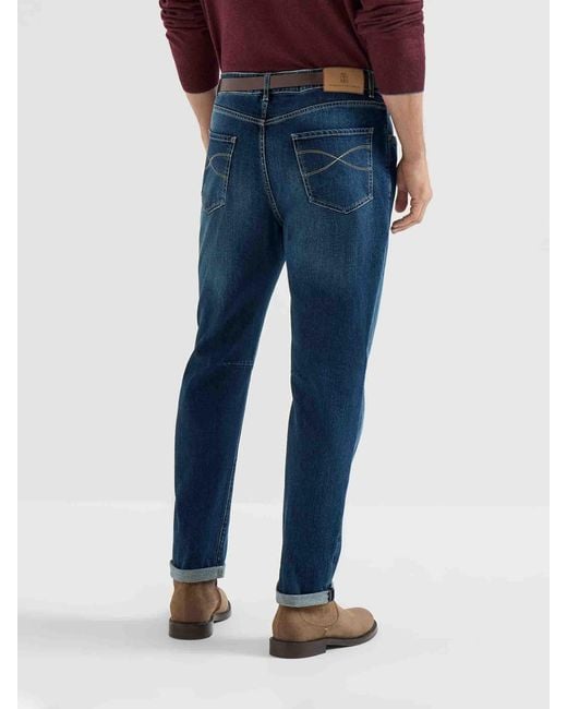 Brunello Cucinelli Blue Slim Cotton Jeans for men