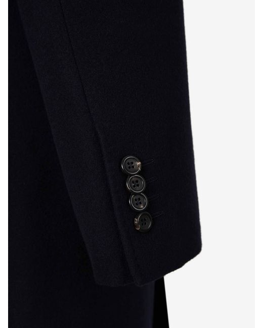 Canali Blue Long Wool Coat for men