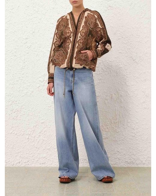 Blusa Estampada Capucha Zimmermann de color Brown